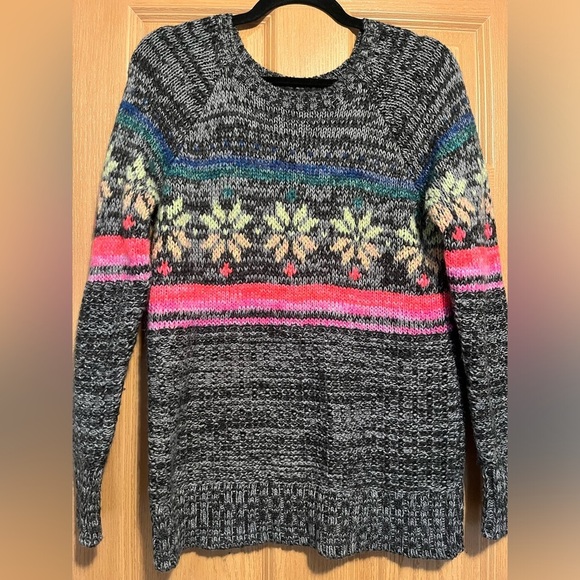 American Eagle Jegging Sweater Rainbow Snowflake Fair Isle Wool - Picture 1 of 9